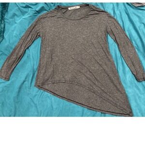Michael Stars Gray Tunic Top Long Sleeve Asymmetrical Hem OS‎